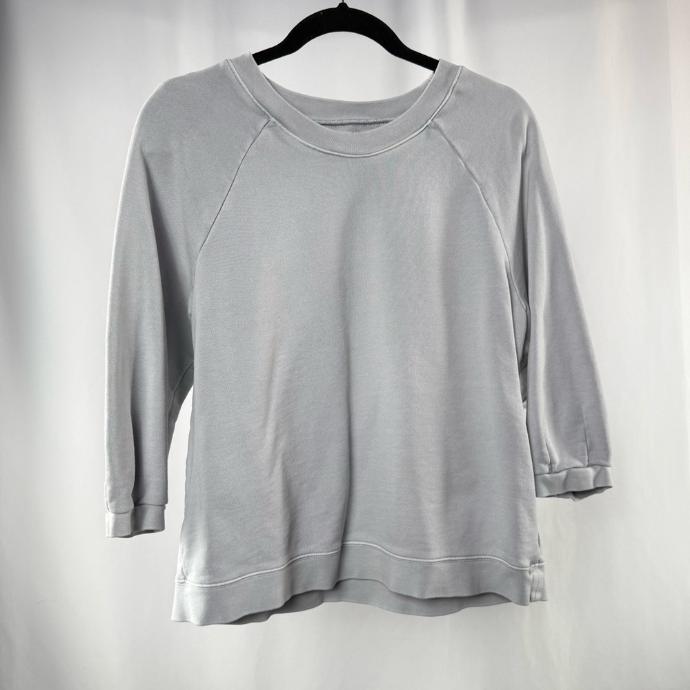 Madewell 3/4 Sleeve Crewneck Pullover Sweatshirt in Light Blue Size Small
